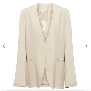 Totême Collarless Suit Blazer - Light Hay Linen Crepe - Size 34 (US 2)